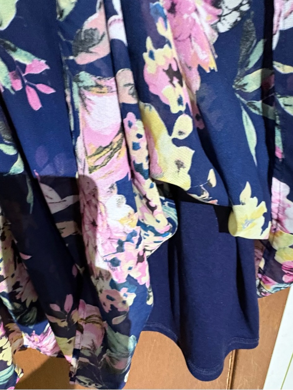 Doe & Rae Navy Floral lined tank top with Pink Accents - Picture 3 of 3